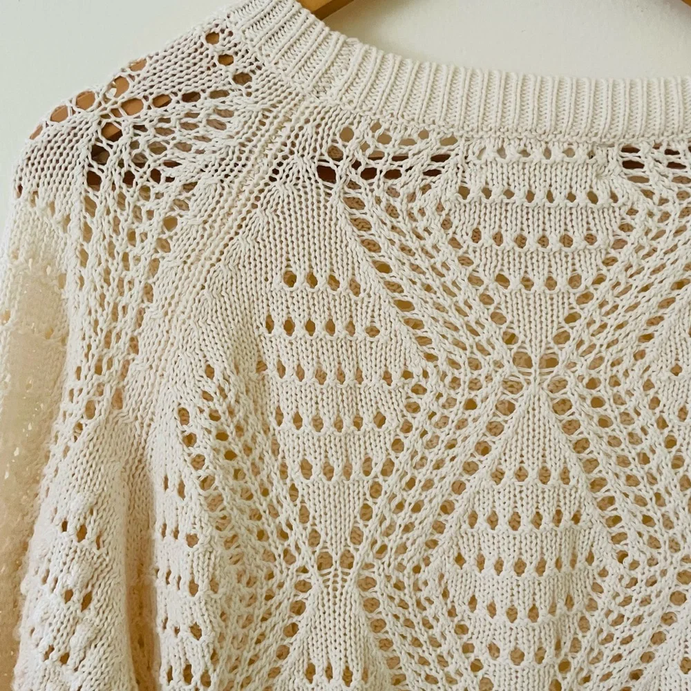 Lucky Brand Cream Open-Knit Sweater